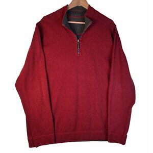 Tommy Bahama Mens Reversible 1/4 Zip Pullover Sweater XL Red Gray Coastal Casual